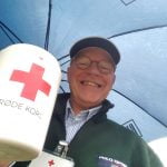 Landsindsamling 2016: Kommunikationsansvarlig i Røde Kors Jerry Ritz trodsede regnen med ordene: "Hvad betyder en smule regn? Det er trods alt bare vand og ikke bomber som det regner med i Aleppo".